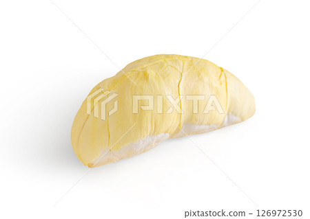 Fresh durian pulp. Durian fruit on white background with soft shadow. 126972530