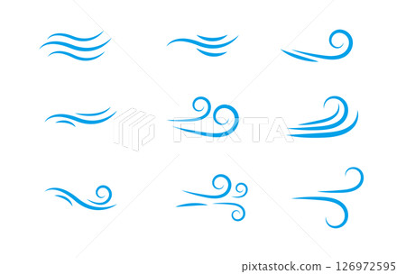 Wind strong wind wave line icon simple vector light blue 126972595