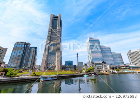 Cityscape from the train road in Yokohama City, Kanagawa Prefecture Yokohama Landmark Tower and Queen's Square Yokohama Cityscape from the train road in Yokohama City, Kanagawa Prefecture Yokohama Landmark Tower and Queen's Square Yokohama 126972688