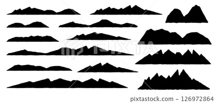 山剪影向量黑色插圖集 126972864