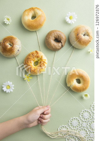 Bagels shaped like balloons 126972876