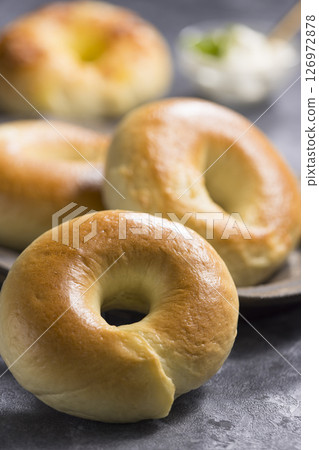 Cafe-style handmade bagels 126972878