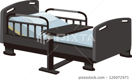 Nursing bed with table 126972971