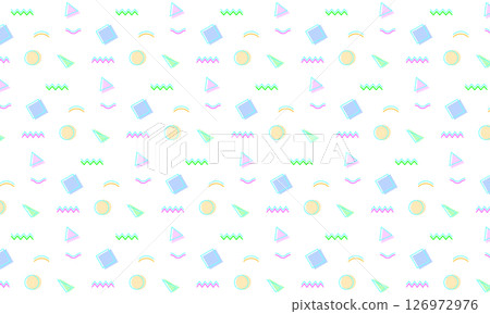 帶有波爾卡圓點的水平螢光孟菲斯圖案 126972976