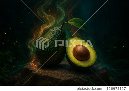 Glowing Avocados in Forest Night 126973117