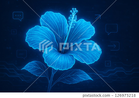 AI generated image of a Gurneys pitta in dual contrast showing natural vibrancy on the left and futuristic holographic design on the right in blue neon light. AI generated image of a Gurneys pitta in dual contrast showing natural vibrancy on the left and futuristic holographic design on the right in blue neon light. 126973218