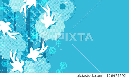 天藍色的金魚和夏季圖像日式背景 126973592