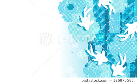 天藍色的金魚和夏季圖像日式背景 126973595