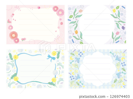 A set of cute and stylish spring message cards for adults 126974403