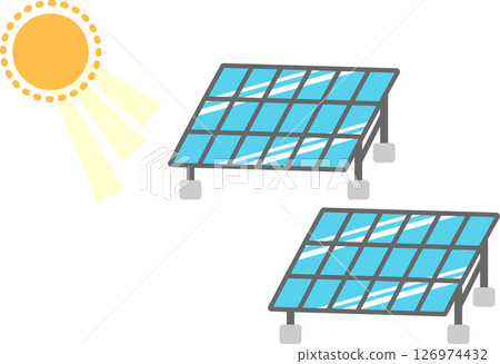 Simple illustration material of solar panels 126974432