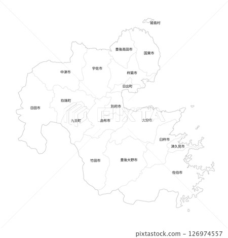 大分縣及市町村空白地圖 126974557