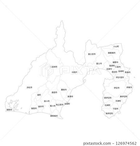 靜岡縣及市町村空白地圖 126974562