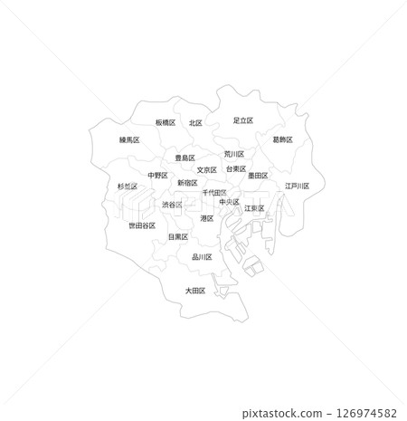東京23區的空白地圖 126974582