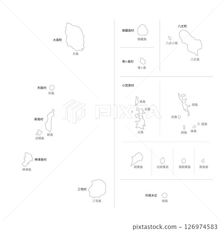 Blank map of Tokyo's remote islands Blank map of Tokyo's remote islands 126974583