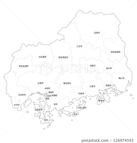 廣島縣及市町村空白地圖 126974591