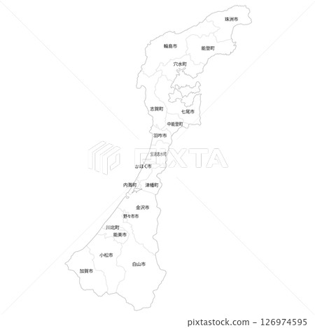 石川縣及市町村空白地圖 126974595