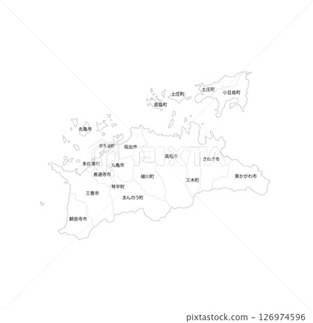 香川縣及市町村空白地圖 126974596