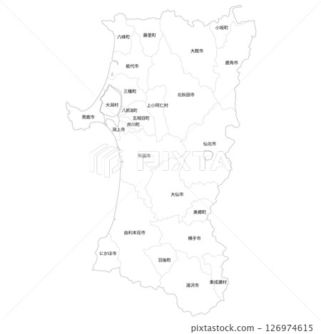 秋田縣及市町村空白地圖 126974615