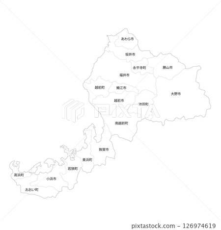 福井縣及市町村空白地圖 126974619