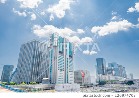 View towards Shinagawa from the terrace at Takanawa Gateway Station in Tokyo 126974702