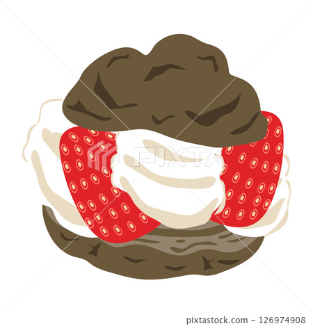 巧克力脆皮奶油泡芙,內含草莓 巧克力脆皮奶油泡芙,內含草莓 126974908