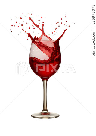 一杯紅酒濺出,剪下背景 一杯紅酒濺出,剪下背景 126975075