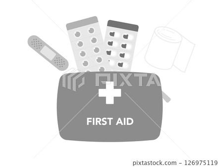 裝有藥品和繃帶的急救包插圖 126975119