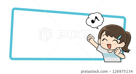 Illustration of a happy girl with frame Illustration of a happy girl with frame 126975134