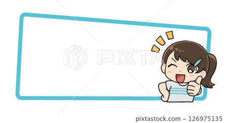 Illustration of a girl giving a thumbs up (framed) Illustration of a girl giving a thumbs up (framed) 126975135