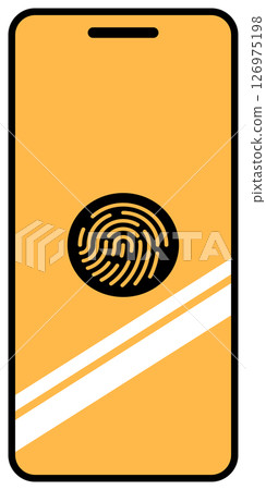 Simple digital fingerprint authentication smartphone illustration icon orange Simple digital fingerprint authentication smartphone illustration icon orange 126975198