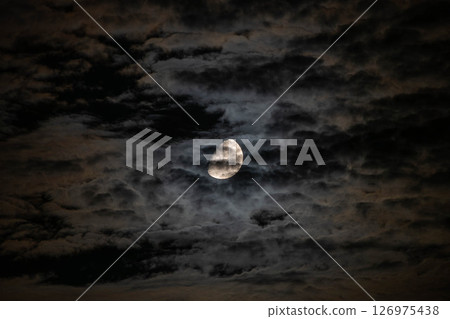 The moon floating in the dark night The moon floating in the dark night 126975438