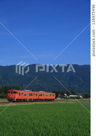 Rural scenery under blue skies and the Johana Line 126975496
