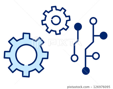 Stylish flat design gear technology illustration/illustration material Stylish flat design gear technology illustration/illustration material 126976095