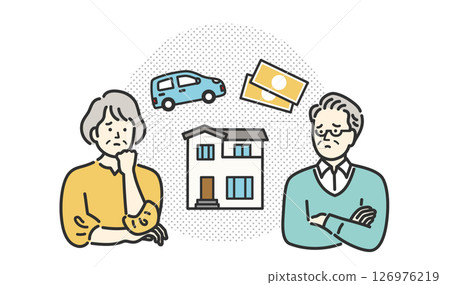 一對老年夫婦擔心遺產的插圖 126976219