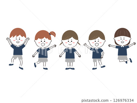 Illustration of smiling children in uniform Illustration of smiling children in uniform 126976334