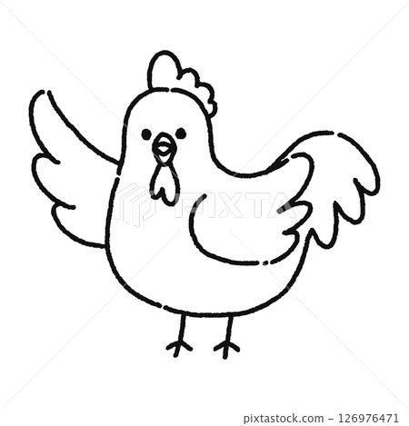 Cute chicken line drawing 126976471