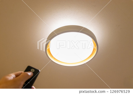 Use the remote to turn on the ceiling lights Use the remote to turn on the ceiling lights 126976529