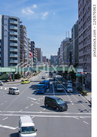 Traffic around Onagabashi pedestrian bridge and Oji 3-chome intersection [Traffic image] 126976963