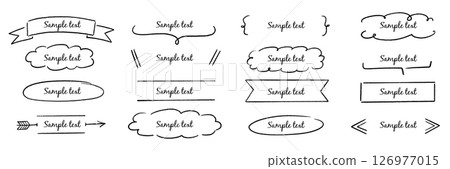 Text box hand drawn banner, frame set. Hand style brush stroke, rustic banner, cute tag, label, ornament and highlight. Graphic text shape, headline badge decoration elements. Vector Text box hand drawn banner, frame set. Hand style brush stroke, rustic banner, cute tag, label, ornament and highlight. Graphic text shape, headline badge decoration elements. Vector 126977015