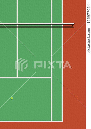 Tennis Court, Green and Orange Colors, White Background, 3D Rendering. Tennis Court, Green and Orange Colors, White Background, 3D Rendering. 126977064