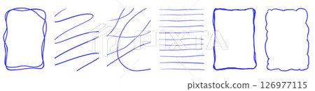Stylish hand-drawn decorative frames, design elements for seasonal, wedding, birthday celebrations, etc. 126977115