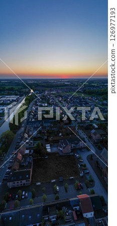Sint Jozef, Rijkevorsel, Antwerp, Belgium, 27th of April, 2025, Aerial View of a Beautiful Sunset 126977193