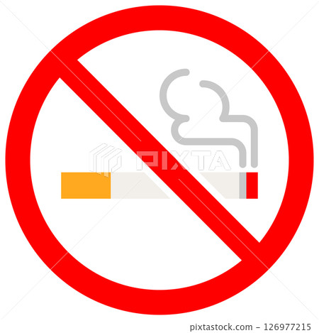 簡單的禁止吸煙標誌,禁止吸煙,顏色 簡單的禁止吸煙標誌,禁止吸煙,顏色 126977215