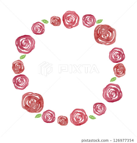 花玫瑰紅色水彩插圖框架 126977354