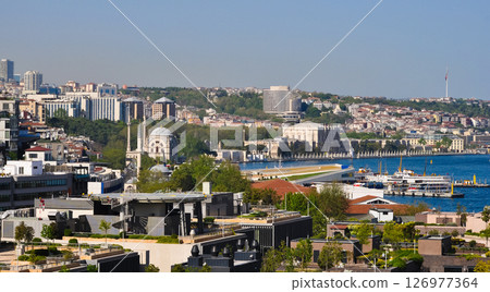 Istanbul, Turkey - Galataport waterfront in Karakoy with a view of the city skyline 126977364