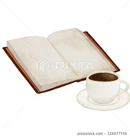 Books, watercolors, antiques, coffee, illustrations 126977556