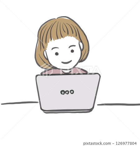 用筆記型電腦學習的女孩 126977804