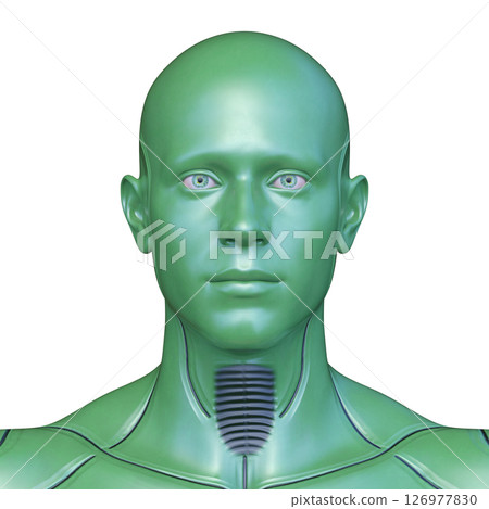 Male cyborg face close-up Male cyborg face close-up 126977830