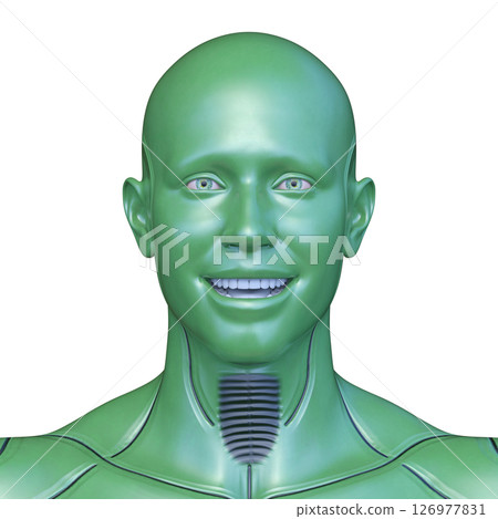 Male cyborg face close-up Male cyborg face close-up 126977831