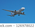 Winter: A passenger plane preparing to land at Haneda Airport, seen from Jonanjima Seaside Park, stands out against the blue sky 126978022